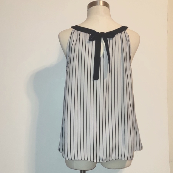 Worthington Halter Sleeveless Floral Stripes Size XL Keyhole Bow in back - Picture 5 of 9